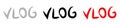 Grunge inscription Vlog. Red, black and gray vlog isolated on white background.